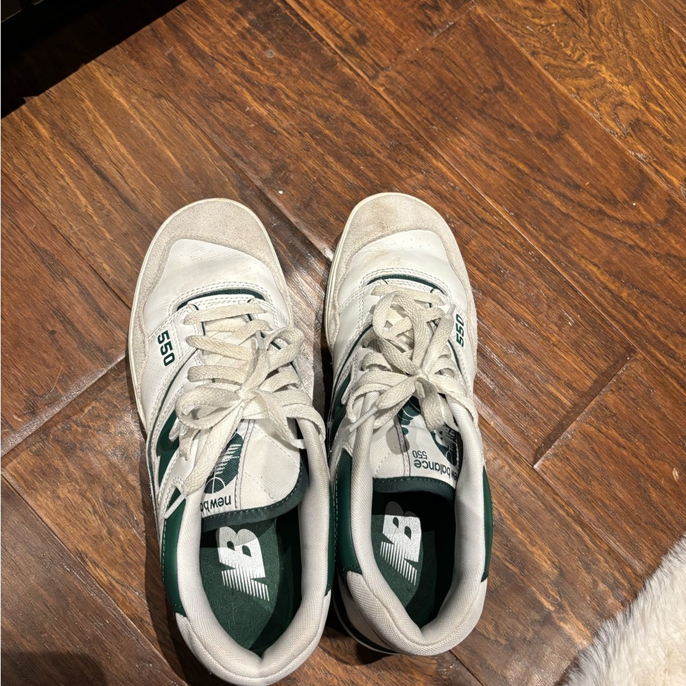 New Balance 550 White and Green Sneakers